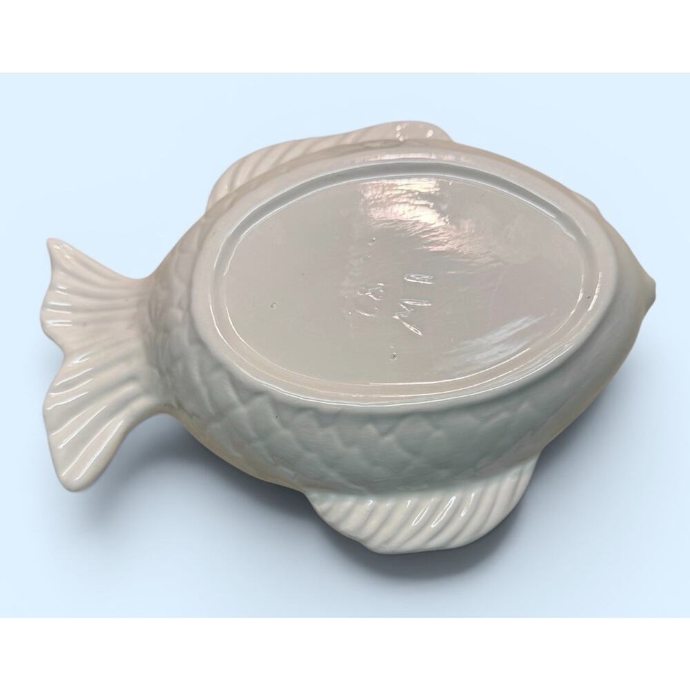 White Fish Trinket Dish Ceramic Beige - Picture 4 of 4